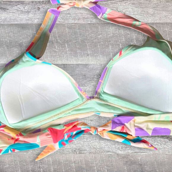 Cupshe Retro Floral Bikini 3X NEW Halter Top High Waist Slimming Ruched Bottom - Picture 3 of 7